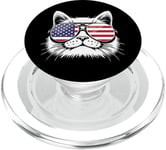 Lunettes de soleil aviateur motif chat patriotique drapeau américain PopSockets PopGrip pour MagSafe