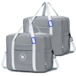 BAGZY 2X Bagage Cabine 45x36x20 easyJet, Pliable 40L Sac a Main Weekend Rangement Grande Taille Avion Organisateur Valise Voyage (Grigio)