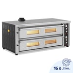 Royal Catering Elektrisk pizzaovn - 8+8 x 33 cm 2 kammer 16 800 W 400 V ildleirestein