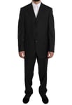 Zzegna Z ZEGNA Mens Black Striped Two Piece 3 Button 100% Wool Suit material_wool1 - Size IT 52 (Mens)