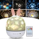 Starry Sky Projector 360 Kääntyvä LED-musiikkiyövalo, jossa 6 projektioarkkia Torkkuvalot ja ajastin kaukosäätimellä