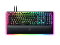 Razer BlackWidow V4 Pro (Switches Verts) - Clavier Gamer Mécanique Snap Tap (Switches Mécaniques Clicky, 8 Touches Macro Dédiées, Repose-Poignet en Similicuir) Clavier AZERTY | Noir