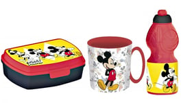 Mickey Années 90 Set Petit Déjeuner Boîte Porte Casse-Croûte + Bidon + Tasse