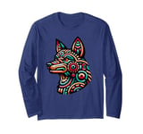 Aztec Coyote Head And Ancient Mexican History Mayan Calendar Long Sleeve T-Shirt