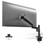 Mount-It! Ultrawide Monitor Desk Mount, Single Monitor Mount for Heavy Monitors Up to 35 Inch and 33 Lbs, VESA 100, 200 mm Compatible, Height Adjustable Gas Spring Arm 2 x USB 3.0 and Audio Port