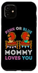 Coque pour iPhone 11 Rose ou bleu Mommy Loves You sexe révéler maman fête prénatale