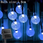 (7M 50LEDSBlue)Solar String Lights Outdoor 100 Led Crystal Globe Lights Vedenpitävä Solar Festoon Fairy Light puutarha Ramadan Party Sisustus