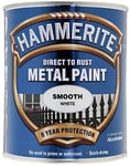 750ml Hammerite SMOOTH FINISH WHITE Direct To Rust Metal Paint Tin