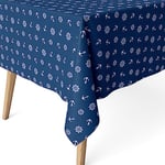 Martina Home Anchor Blue Resin Coated Tablecloth 140cm x 140cm