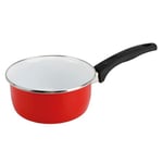 Sitram 716935 Casserole émail rouge Vermillon Ø 16 cm - Manche thermorésistant - Casserole Collection Vulcano 2 en acier émaillé compatible tous feux dont induction