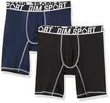 DIM Boxer Homme Long Sport Micro Maintien et Respirabilité x2, Noir/Bleu De Berlin, XXL