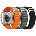 3-pack Kompatibelt med Apple Watch Ultra 42mm 44mm 45mm 49mm, Textil Loop Titan G-Haken Nylon Sport Armband för iWatch Series 8/7/6/5/4/3/2/1/SE Herr