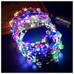 FunPa LED Flower Headband,7Pcs Flower Crown Garland Headband Flower Headdress