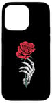 Coque pour iPhone 15 Pro Max Main squelette rose rouge fleur esthétique fleur rouge Saint-Valentin