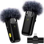 hoyiours Wireless Microphones for iPhone iPad, Plug-Play iPhone Microphone, Wireless Lavalier Microphone 20H Working Time, Noise Cancelling Mini Microphone, iphone Microphone for Video Recording