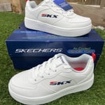 Skechers SPORT COURT 92 Boys Memory Foam Flexible Trainers White - UK 12.5 BNIB