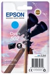 Genuine Epson 502, Binoculars Cyan Ink Cartridge, T02V2, C13T02V24010, New