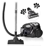 Venga! Aspirateur Traîneau Cyclonique Puissant, sans Sac, avec 5 Accessoires, Brosse pour Les Poils d'animaux, 700 W, Noir/Argent, VG VC 3300