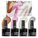 Mylee Gel Nail Polish Quad Set 4x10ml [Gele] UV/LED Soak-Off Nail Art Manicure Pedicure for Professional, Salon & Home Use [Unveiled Collection] - Long Lasting & Easy to Apply