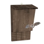 Relaxdays Abri à Chauves-Souris, Large Refuge pour chauvesouris, HxLxP : 37 x 22 x 12,5 cm, nichoir, Bois, Marron