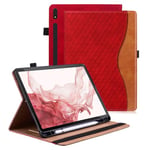 Vkooer Coque pour Samsung Tab S9 FE+/ S9 FE Plus 12.4 Pouce 2023 Housse Cuir PU [Réveil/Veille Automatique] Etui de Protection avec Support pour Galaxy Tab S9 FE+ Tablet - Rouge