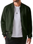 JMIERR Veste d'Hiver Pour Homme Veste Légère Pour Homme Veste Demisaison Bomber Avec Poche Sur La Manche Blouson En Cuir Et Veste De Vol Loisirs Avec Poche Vert XL