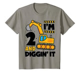 Youth 2 Two and Digging It 2nd Birthday Boy Construction Excavator T-Shirt