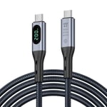 Câble Usb 4 Avec Écran Led,Pour Vidéo 8K,Transfert De Données 20Gbit/S,Câble De Chargement Usb C Vers Usb C 200W,Pour Lphone16,Macbook,Moniteur Thunderbolt 4,Stations D'Accueil(2 M)[X1552]