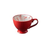 XLZYQ Coffee Cup Ceramic Hand-Painted Coffee Cup Retro Cup Coffee Shop Bar Supplies Embossed Personalized Breakfast Milk Cup-Red