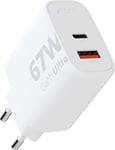 Chargeur 67w Gan2 Ultra, Technologie Gan, Usb-C Et Usb-A, Power Delivery, Plastique Recyclé Grs - Blanc[Cdq092211]