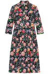 Ulla Popken Femme Grandes Tailles Robe Chemisier, Fleurs, Ligne en A, col Chemise, Manches 3/4 Citron Vert 54+ 811994400-54+