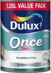Dulux Once Gloss Paint  Pure Brilliant White 1.25L- Interior Exterior Wood Metal