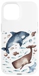 Coque pour iPhone 15 Orca Whale Motif For Kids With Ocean Fish Pattern Cute Fishy