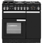 Rangemaster Professional Plus PROP90DFFGB/C 90cm Dual Fuel Range Cooker - Black / Chrome - A/A Rated