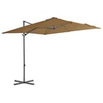 vidaXL Cantilever Umbrella with 360-Degree Tilt - 300 cm, UV Protective Polyester Cover, Strong Steel Pole with 8 Ribs, Crank Mechanism - Colour: Taupe