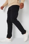 Threadbare Mens Black 'Freeze' Cotton Cargo Pocket Trousers With Stretch - Size 34W/32L