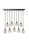 Brooklyn Tinted Glass Schoolhouse 9 Wire Cluster Lights, 5.5 inch, Smoke Grey, Brass holder