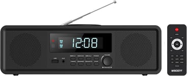 Système stéréo Home CD avec Lecteur CD, Radio FM, Bluetooth, entrée auxiliaire, Port USB, Montre numérique, Radio-réveil Lecteur CD, Micro Chaine Stereo (Noir)