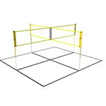 UMBRO Filet de Jeu – Jardin – 168 x 400 cm – 4 Compartiments – Filet de Volleyball – Filet de Badminton – Noir/Jaune