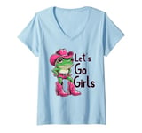 Womens Let's Go Girls Western Cowgirl Tees, Cool Bachelorette Party V-Neck T-Shirt