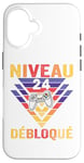 Coque pour iPhone 16 Niveau 24 Débloqué Cadeau Anniversaire Humour Gaming 24 Ans