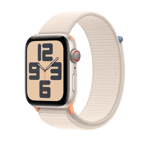 Apple Watch SE (GPS + Cellular) • 40 mm aluminiumboett stjärnglans • Sportloop stjärnglans