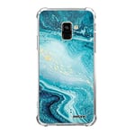 Evetane - Coque Silicone Compatible avec Samsung Galaxy A8 2018 - Protection Souple et Renforcée - Coins Antichocs - Fine et Transparente - Coque Arrière - Bleu Nacré Marbre