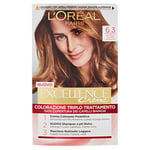 L'Oréal Paris Excellence Crème, Teinte colorante avec triple traitement Avancé, couvre les cheveux blancs pour un résultat longue durée, 6.3 Blond foncé doré