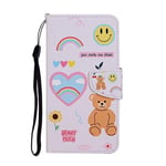 Samsung Galaxy M11 Case Phone Cover Flip Shockproof PU Leather with Stand Magnetic Money Pouch TPU Bumper Gel Protective Case Wallet Case Smiley bear
