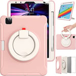 Étui pour iPad Air 5 Gen 4 Gen 10,9" avec poignée, Ultra léger et Robuste pour Enfants avec Support Rotatif et Porte-Stylo Rose