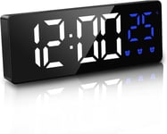 JQGO Digital Alarm Clocks Bedside Mains Powered Non Ticking, LED Clock with with