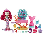 Enchantimals Royaume de l’Océan Coffret Boutique de l'océan avec mini-poupée 15 cm, mini-figurine animale et accessoires, jouet pour enfant, HCF71