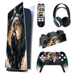 PlayVital Autocollants Skin Decal pour ps5 Manette,Sticker Vinyle Habillages pour ps5 Console Édition Numérique&Station de Charge&Casque&Télécommande Média-Vision du Dragon