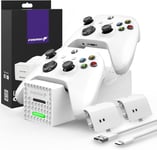 Double Chargeur De Manette | Compatible Xbox Series X/S 2020 (Pas Xbox One/360) + 2 Batteries Rechargeables Fournies | Charge Rapide 2 Manettes| Station De Chargement Et De Rangement - Blanc